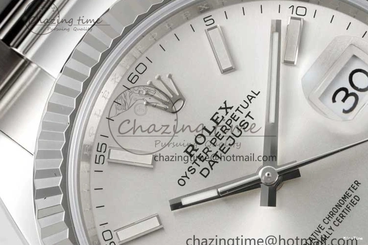 MiroTime 0113 DateJust 41 126334 Clean 1:1 Best Edition 904L Steel Silver Stick Dial on Oyster Bracelet VR Modern 2434